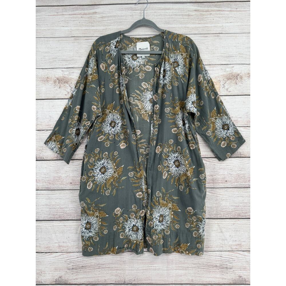 Madewell Floral Kimono Top in Green and Gold